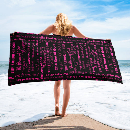 Attributes of God Plush Terry Towel - Pink/black