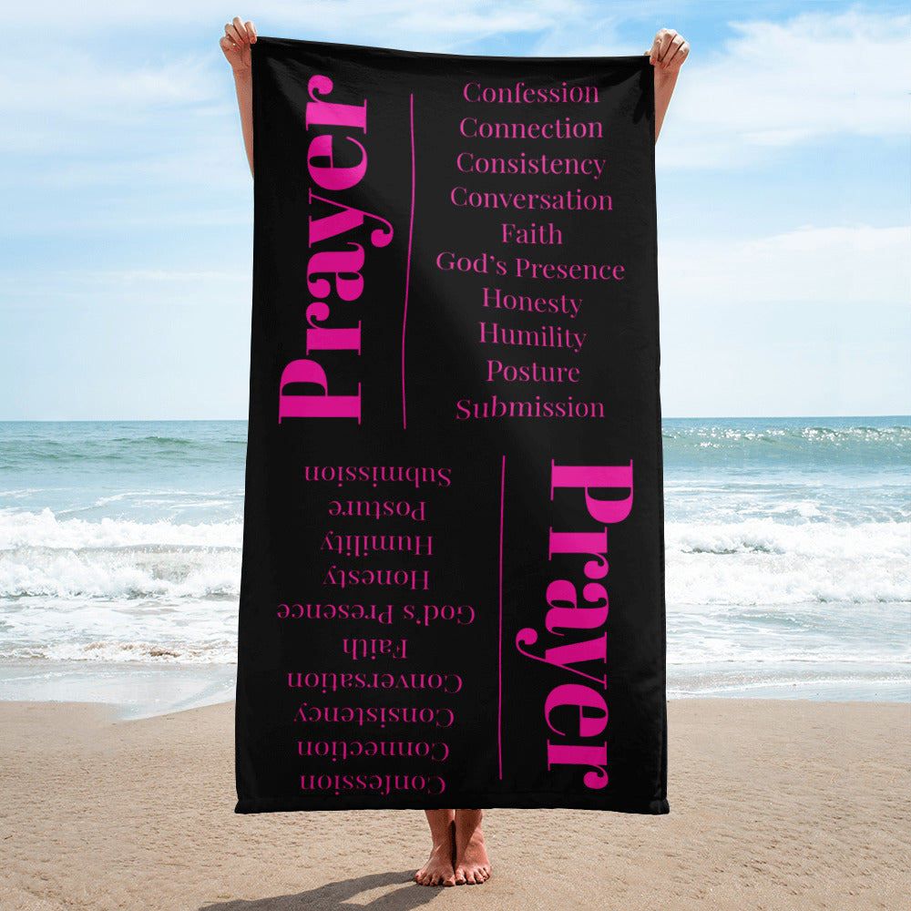 Prayer inspirational plush towel - Pink/Black