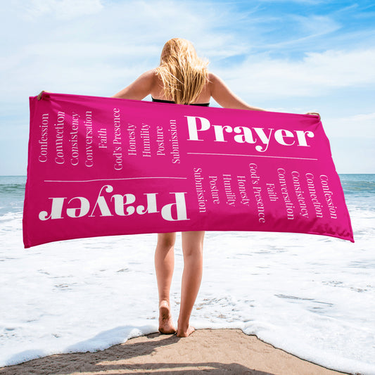 Prayer inspirational plush towel - Hot Pink/White