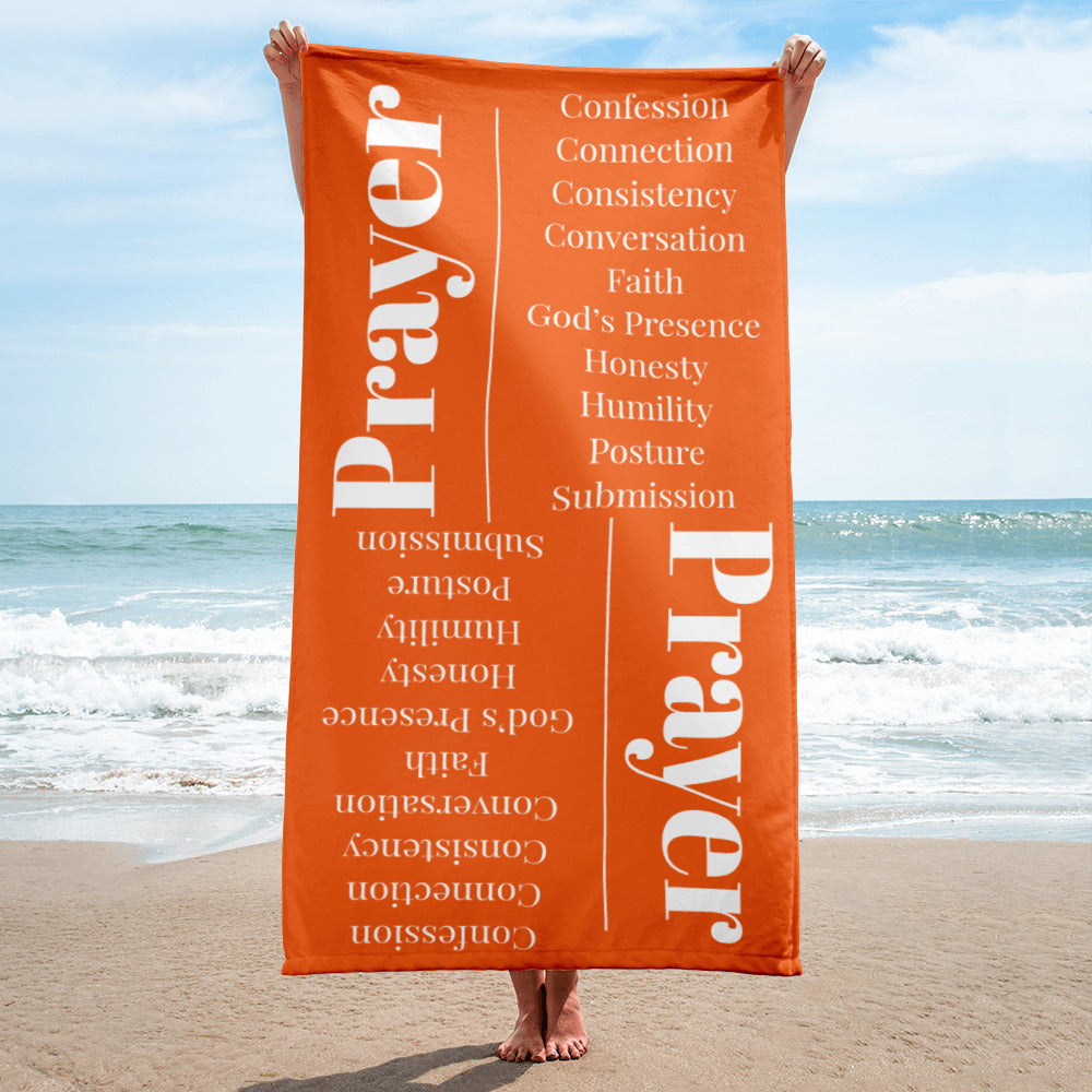 Prayer inspirational plush towel - Orange/White