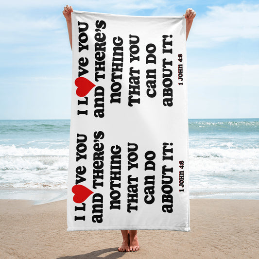 I Love You Plush Terry Towel - Black print