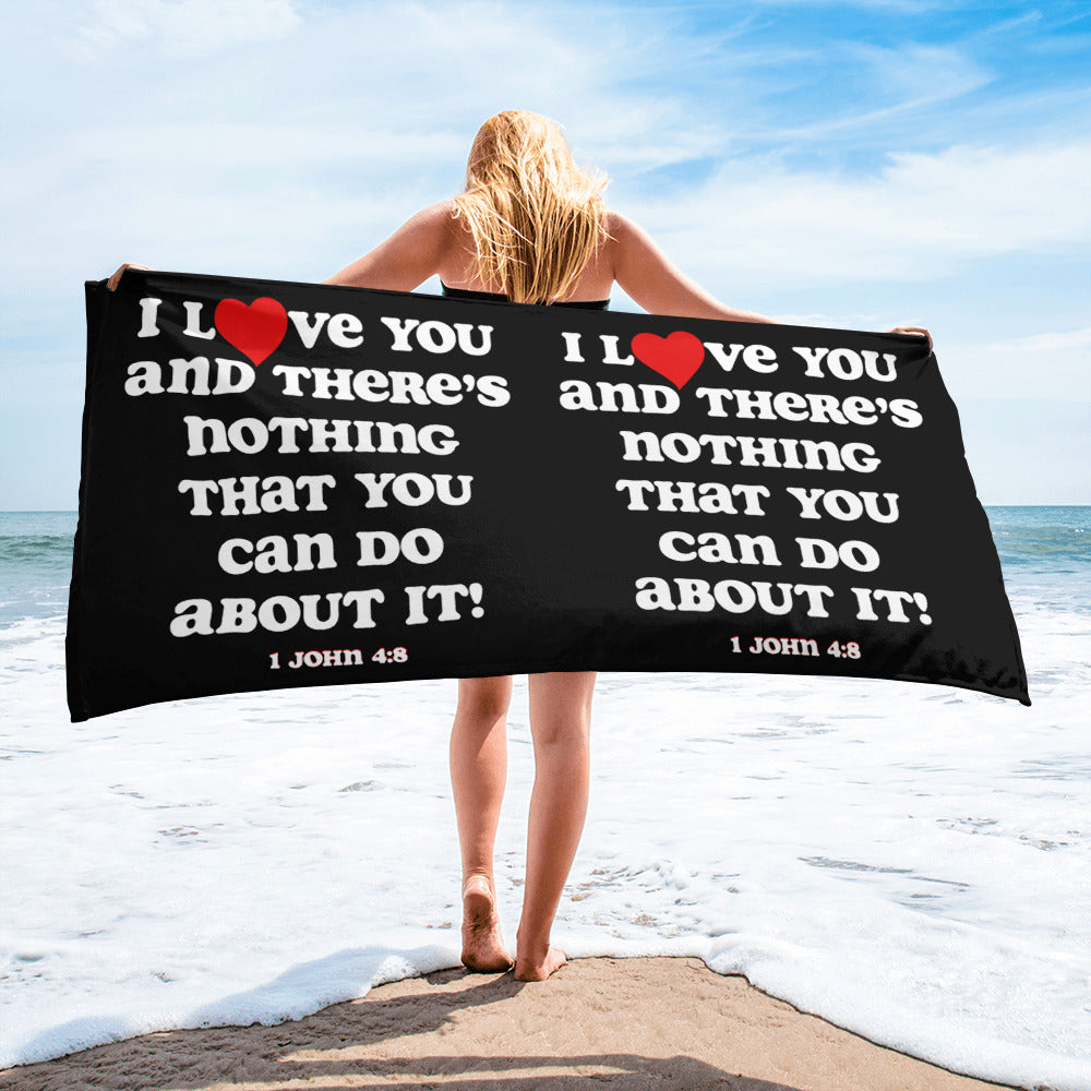 I Love You Plush Terry Towel - White Print