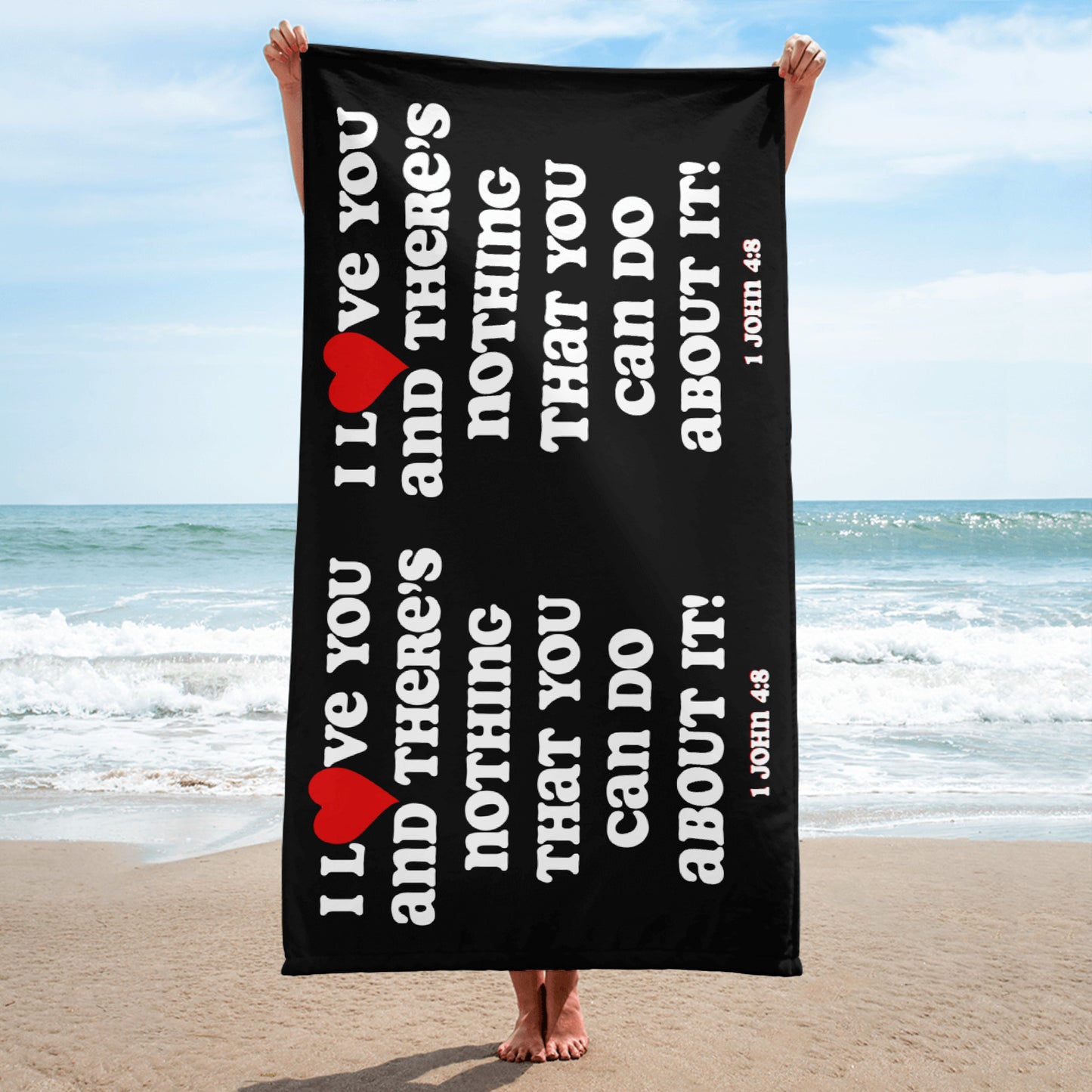 I Love You Plush Terry Towel - White Print
