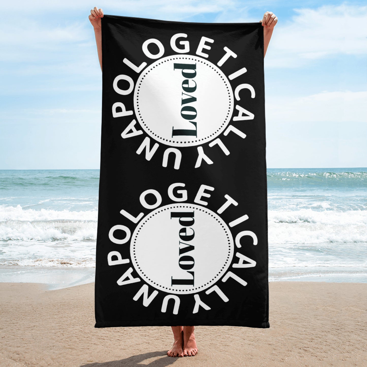 Unapologetically Loved Plush Terry Towel - Black/White