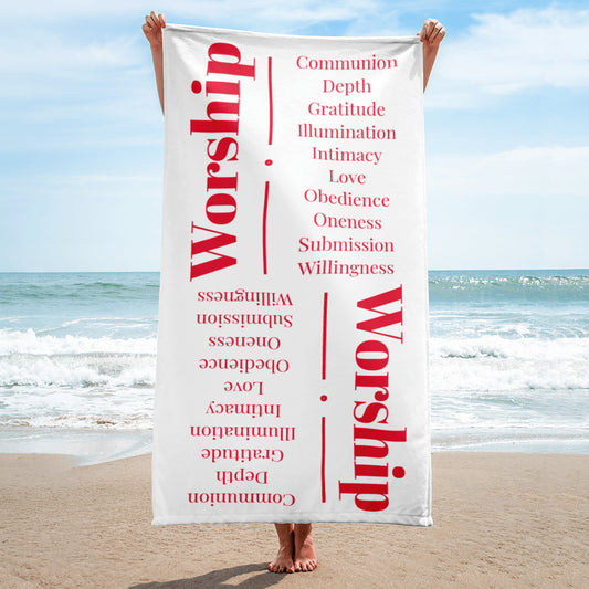 Worship collection inspirational towel - White/Red