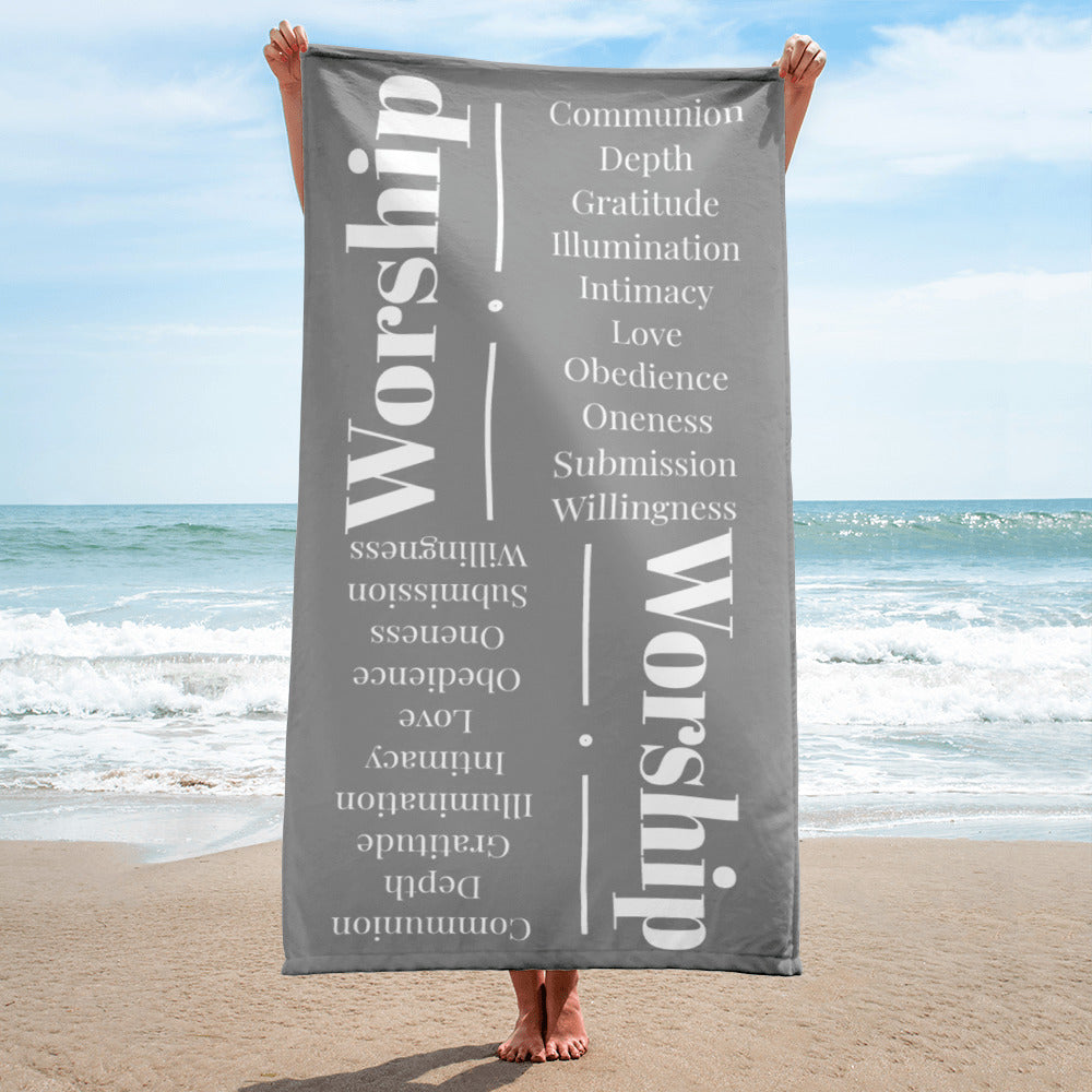 Worship inspirational plush towel - Grey