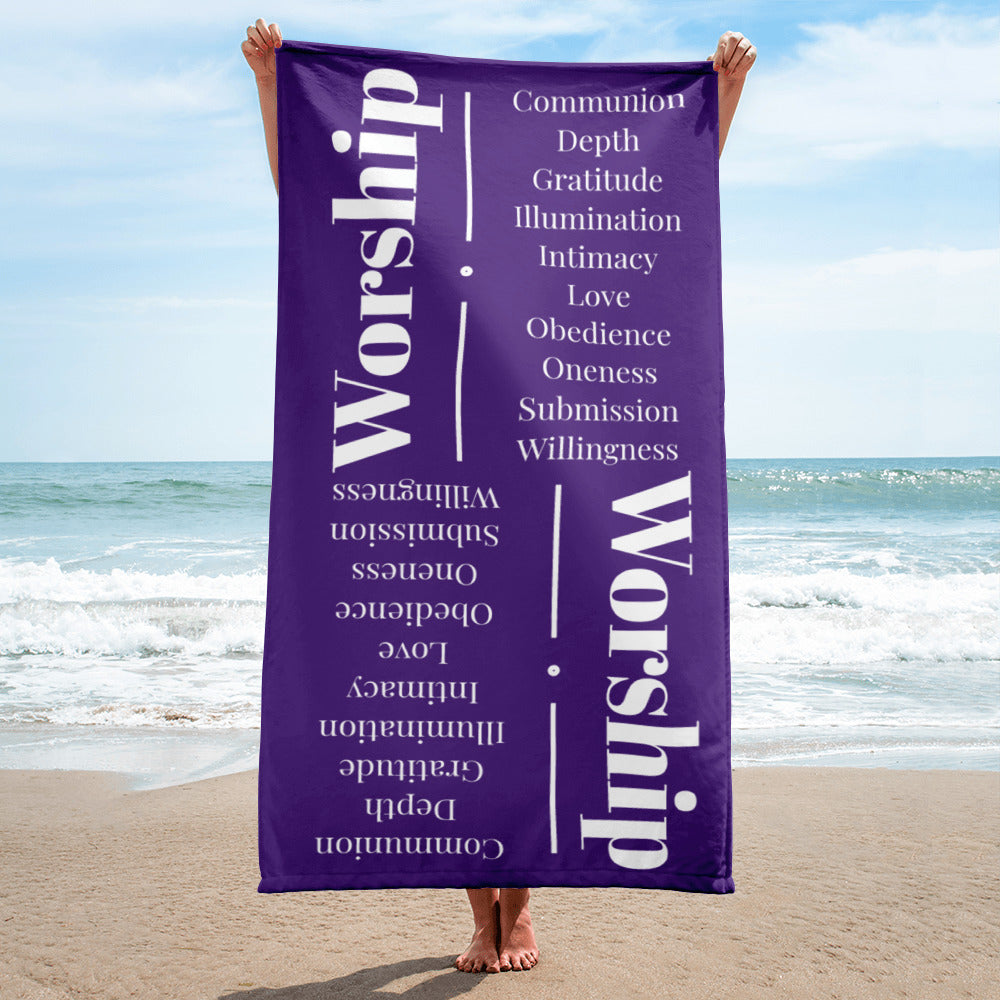 Worship inspirational plush towel - Purple