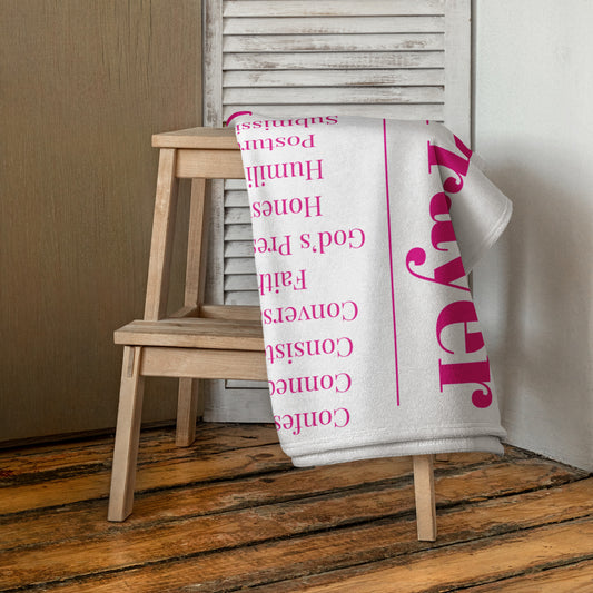Prayer inspirational plush towel - Pink/white