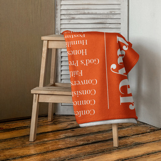 Prayer inspirational plush towel - Orange/White
