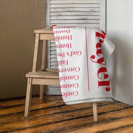 Prayer inspirational plush towel - White/Red