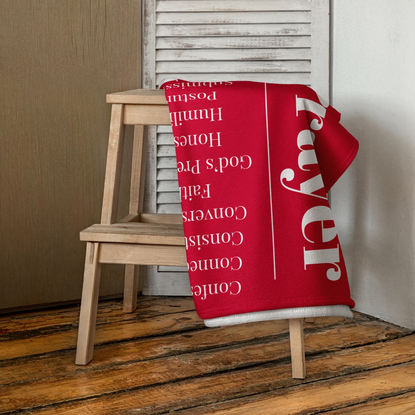 Prayer inspirational plush towel - Red/White