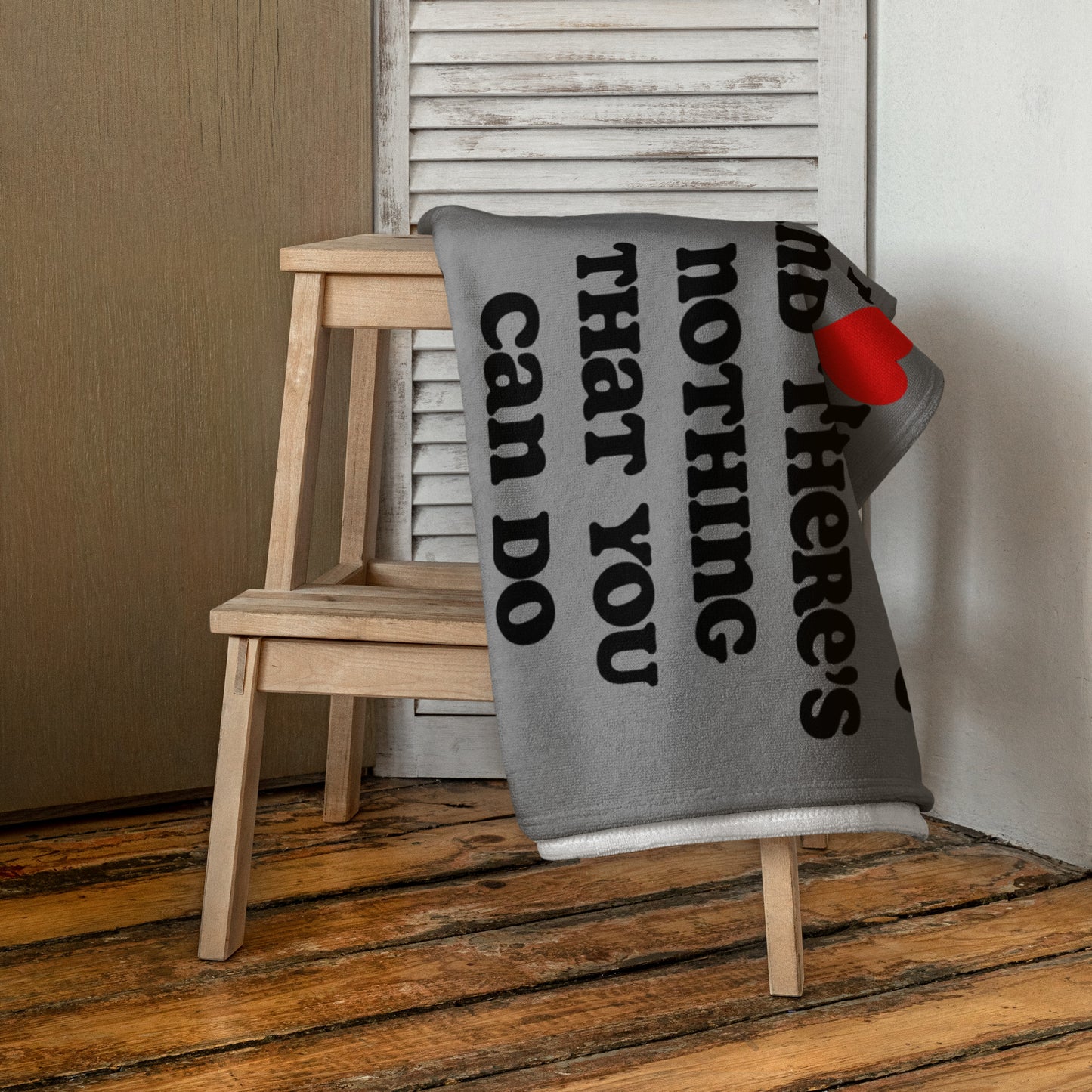I Love You Plush Terry Towel - Grey/Black