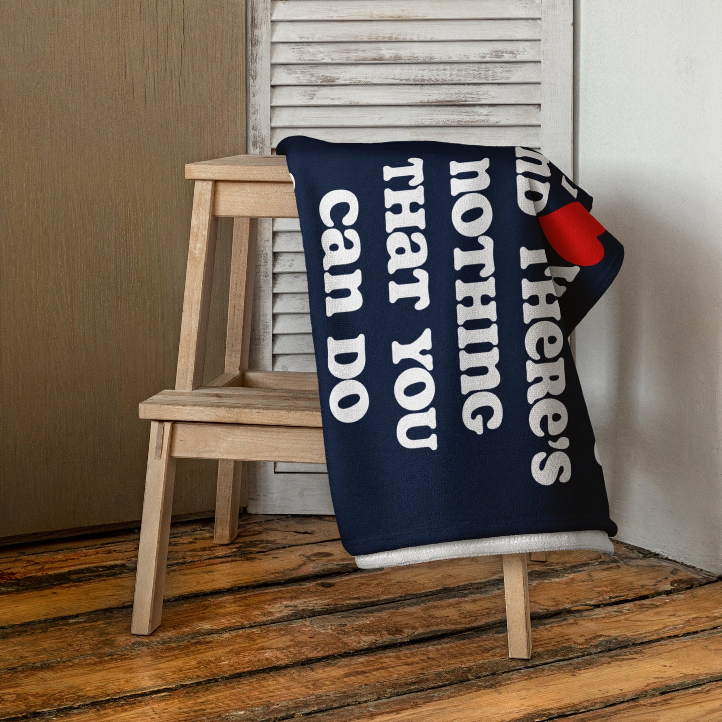 I Love You Plush Terry Towel - Navy