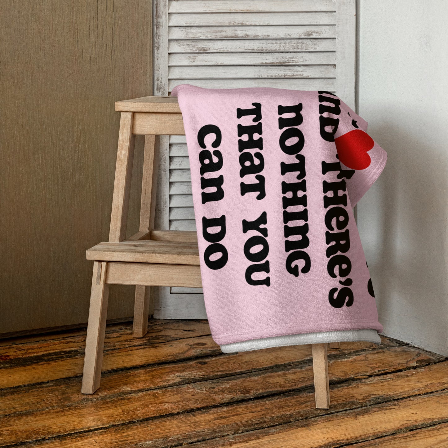 I Love You Plush Terry Towel - Pink