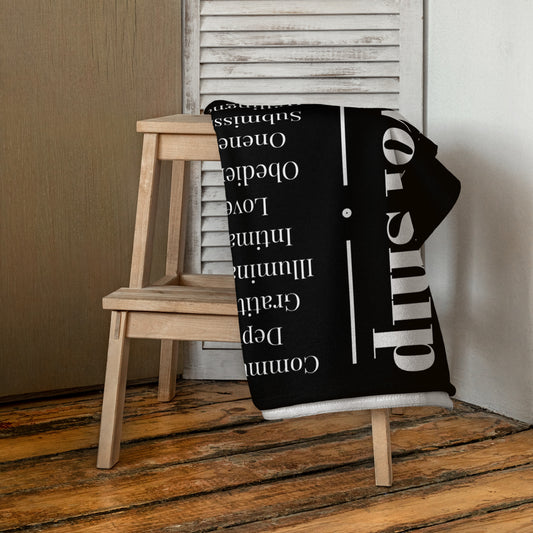 Worship inspirational plush towel - Black/White