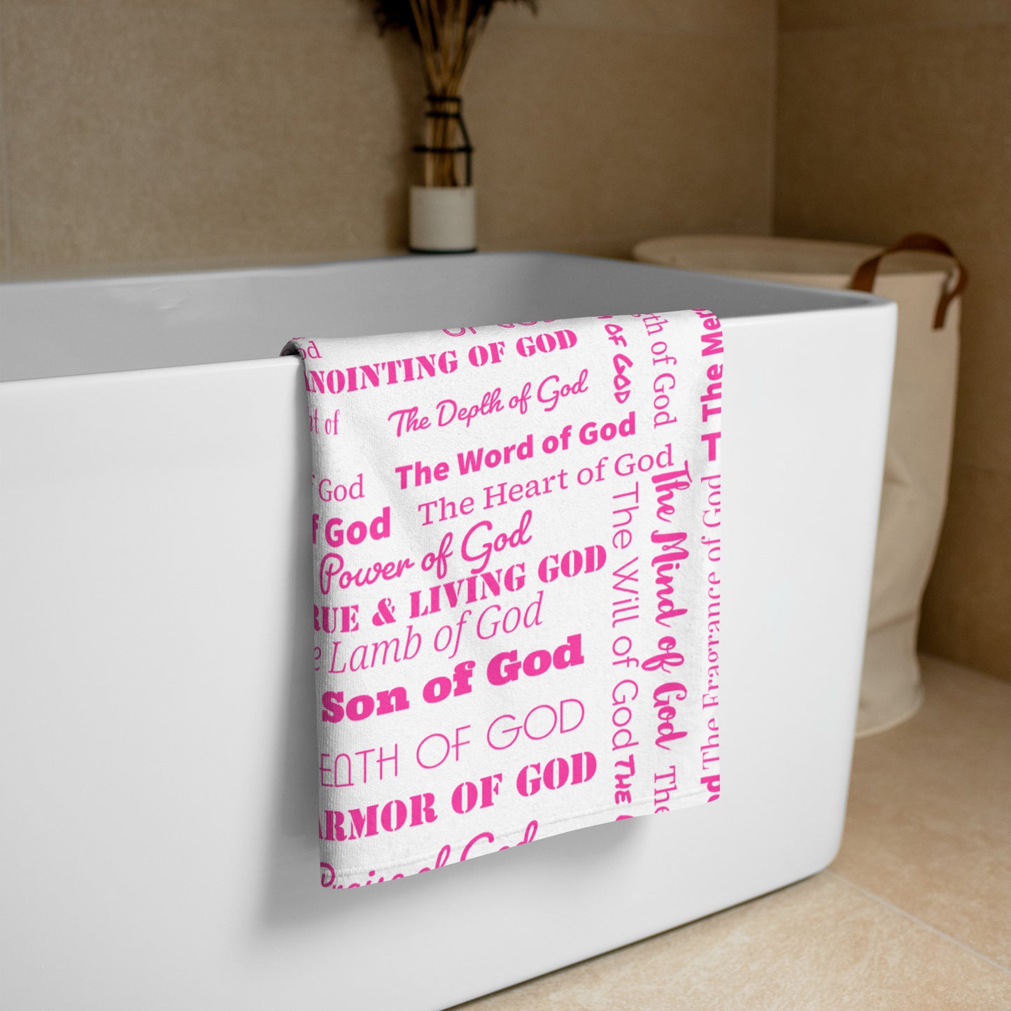 Attributes of God Plush Terry Towel - White/Pink