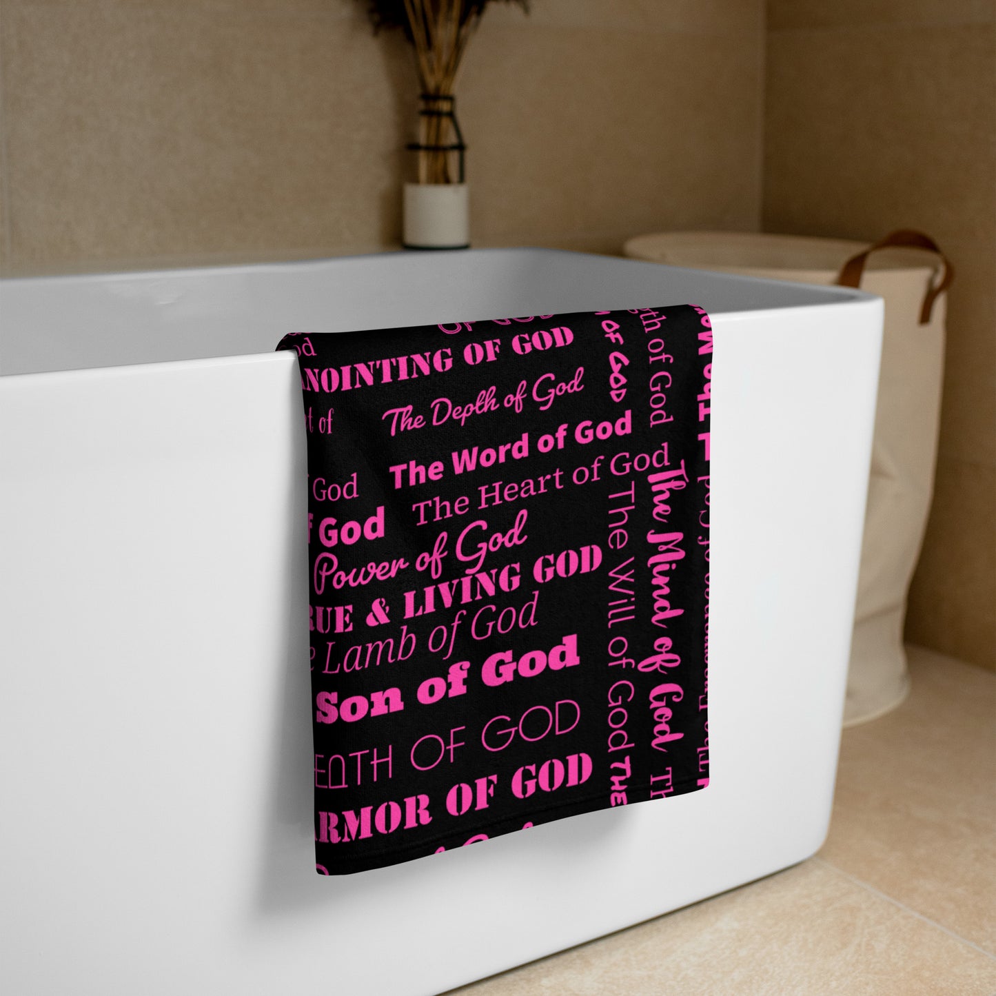 Attributes of God Plush Terry Towel - Pink/black