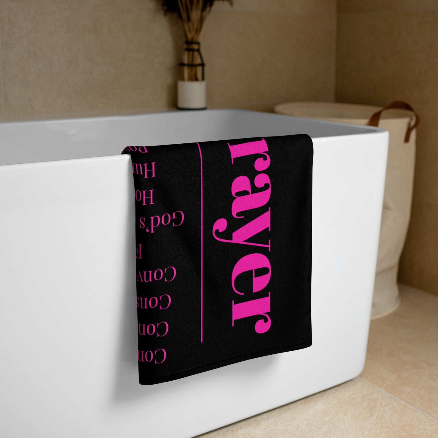 Prayer inspirational plush towel - Pink/Black