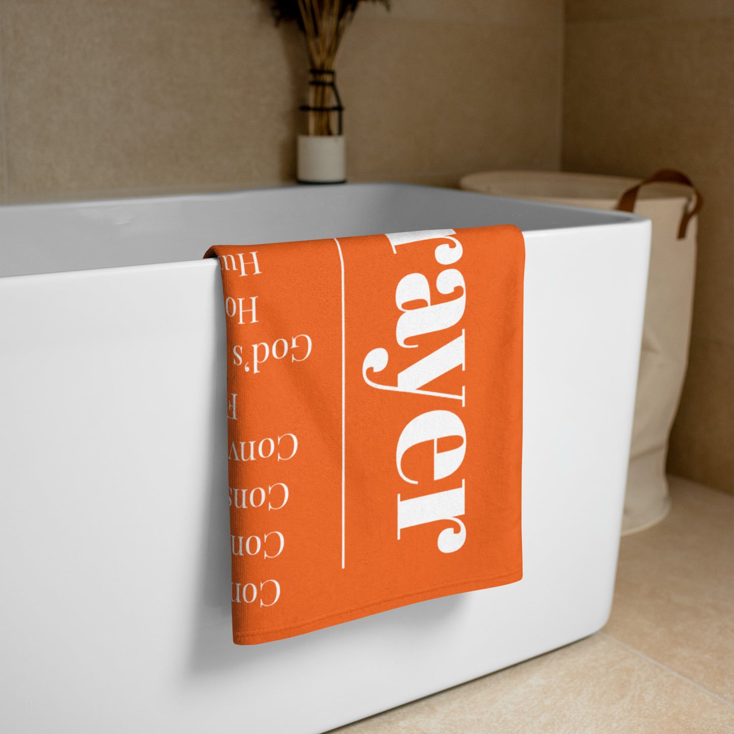 Prayer inspirational plush towel - Orange/White