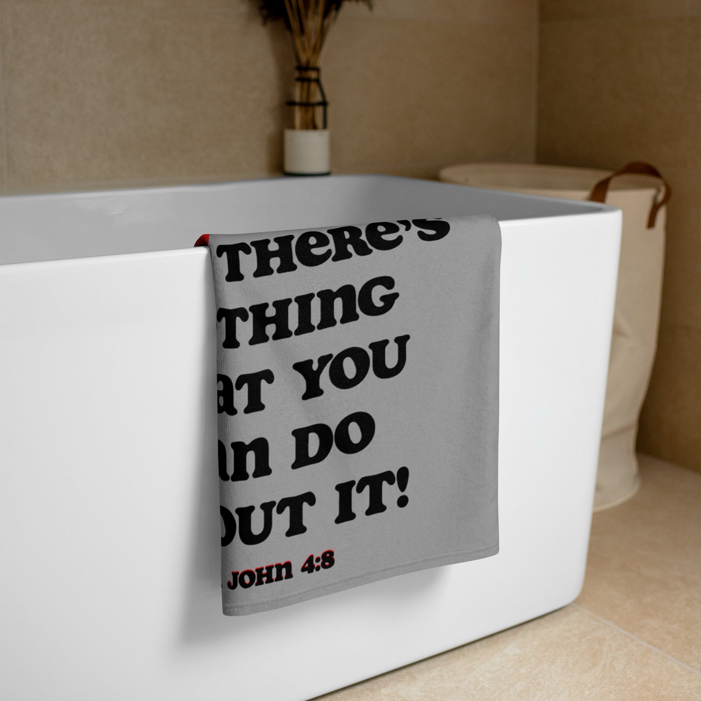 I Love You Plush Terry Towel - Grey/Black