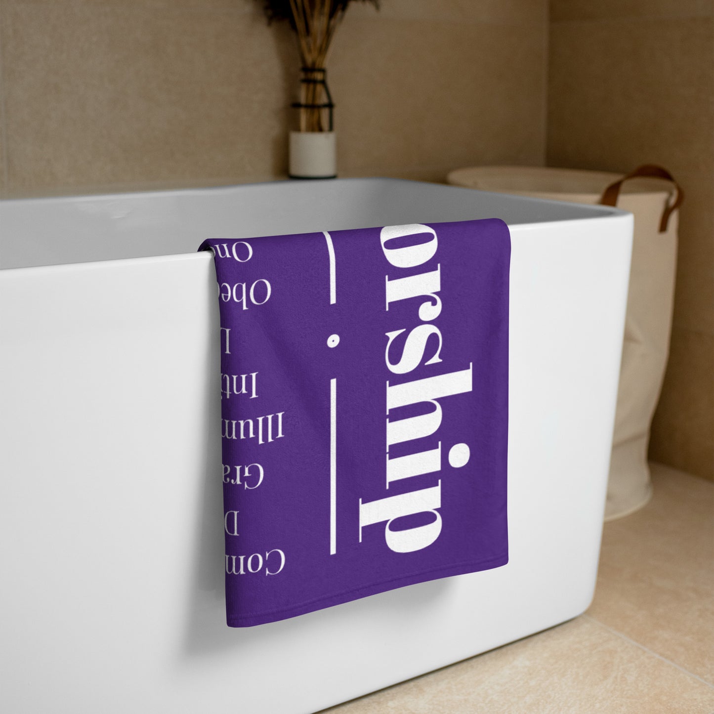 Worship inspirational plush towel - Purple