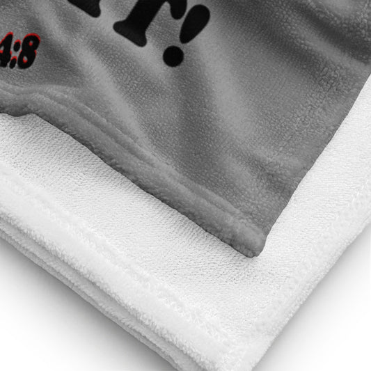 I Love You Plush Terry Towel - Grey/Black