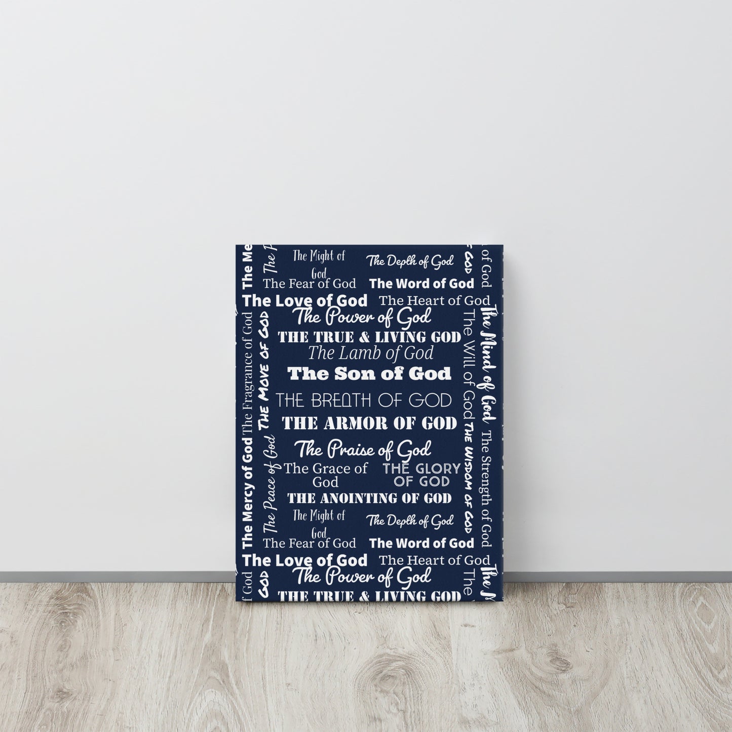 Attributes of God canvas wall decor - Navy Blue