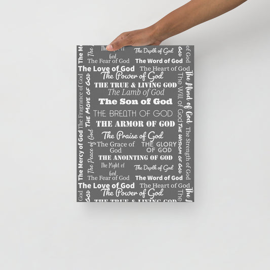 Attributes of God canvas wall decor - Dark grey