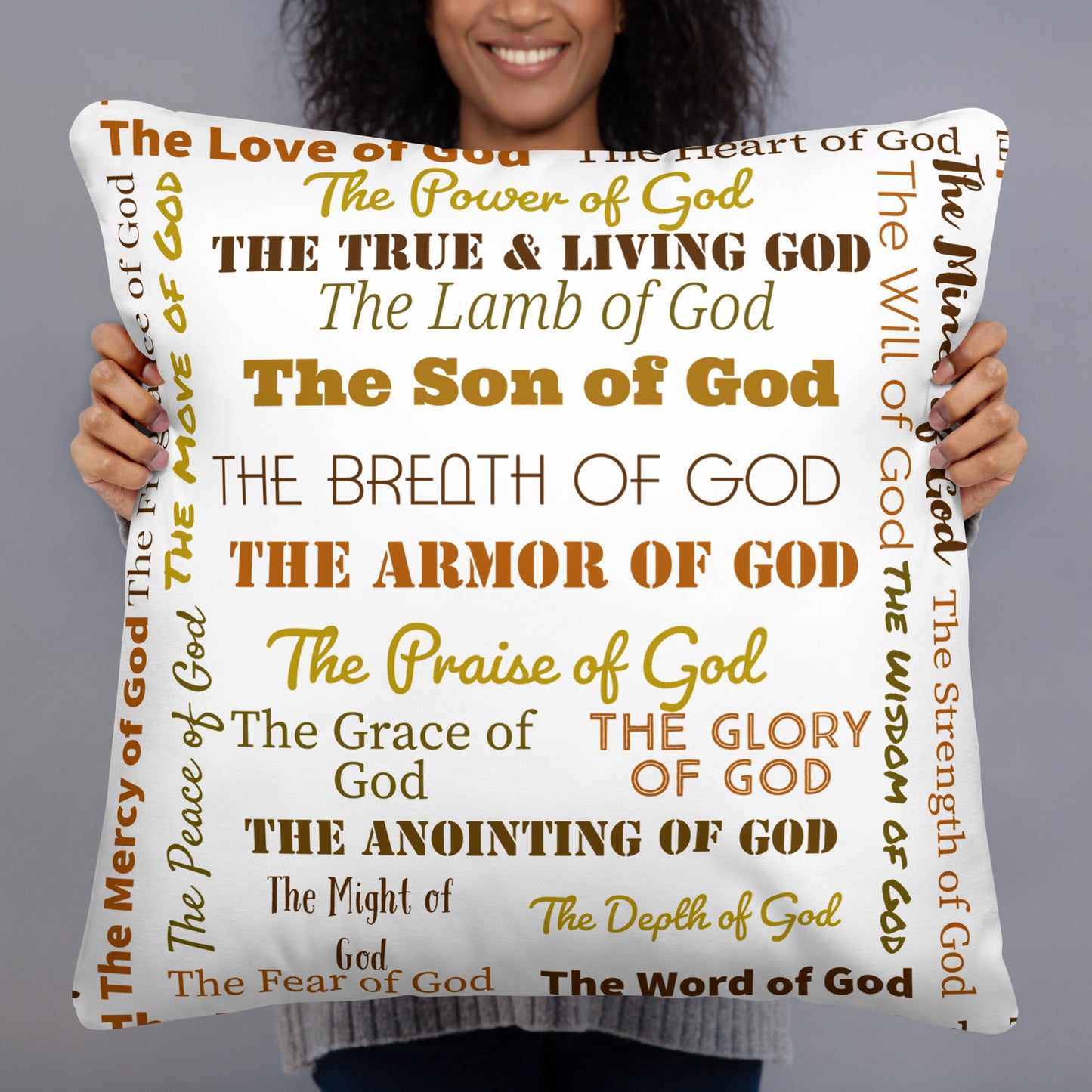 Attributes of God canvas wall decor - White/Earth