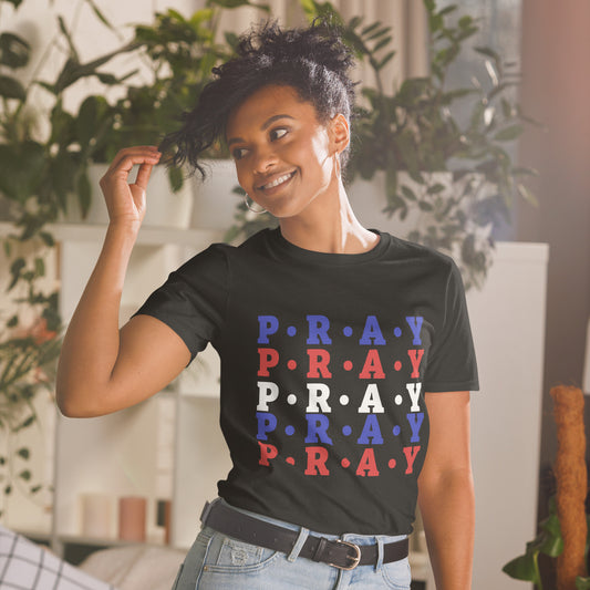 Pray Soft Style Cotton T-Shirt (blue multi)