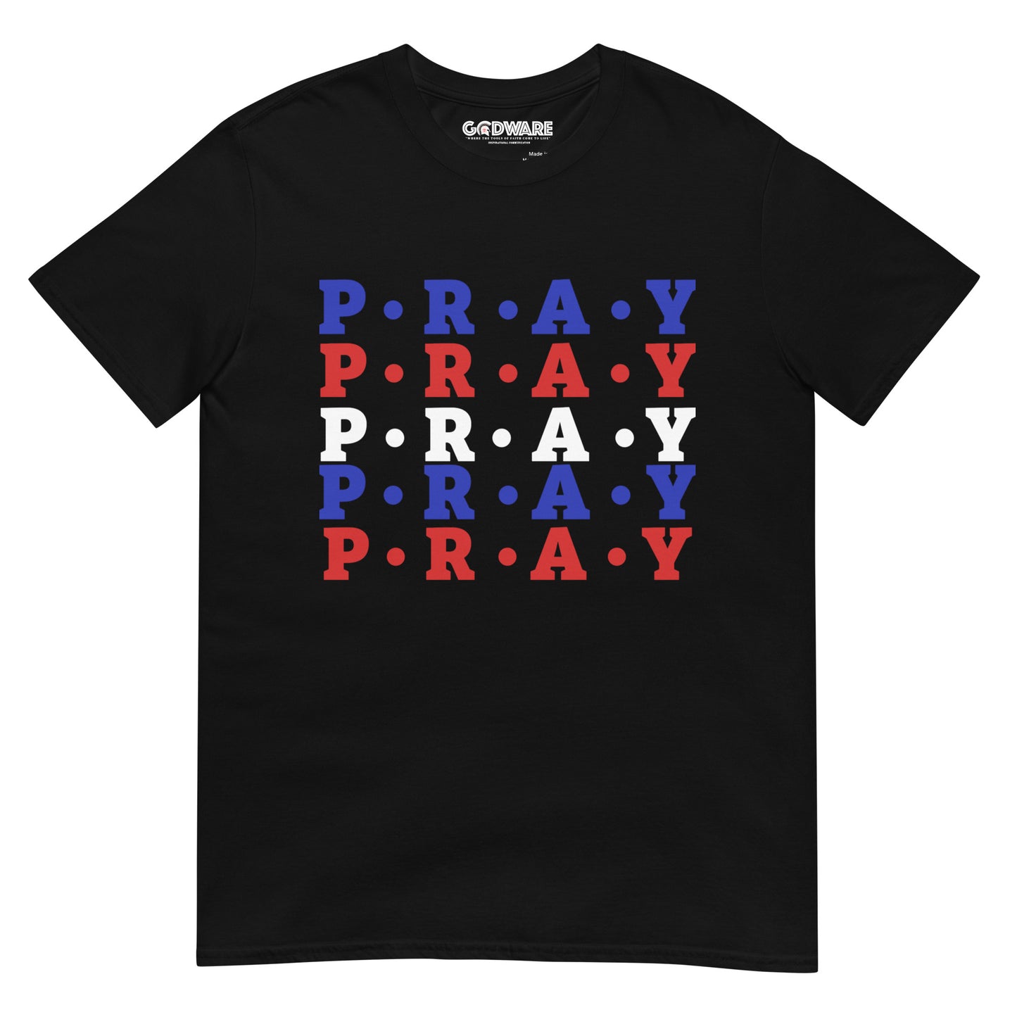 Pray - Soft Style Unisex Cotton T-Shirt (blue multi)