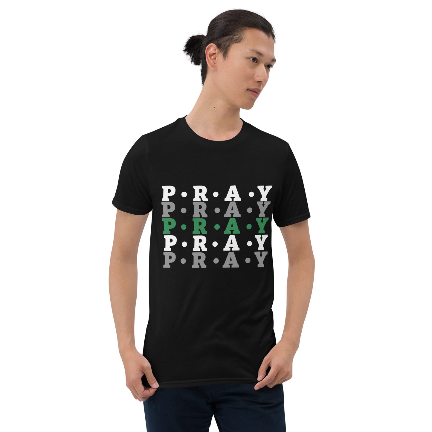 Pray - Soft Style Unisex Cotton T-Shirt (green multi)