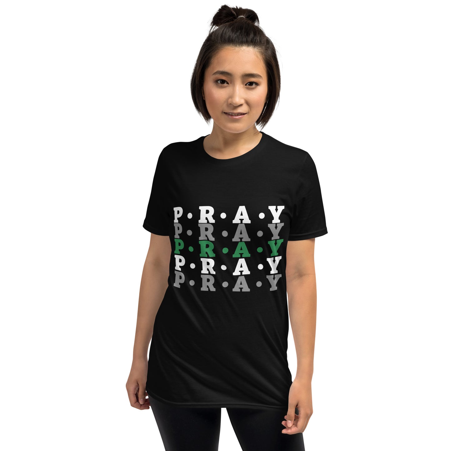 Pray - Soft Style Unisex Cotton T-Shirt (green multi)