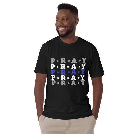 Pray Soft Style Cotton T-Shirt - Navy/multi