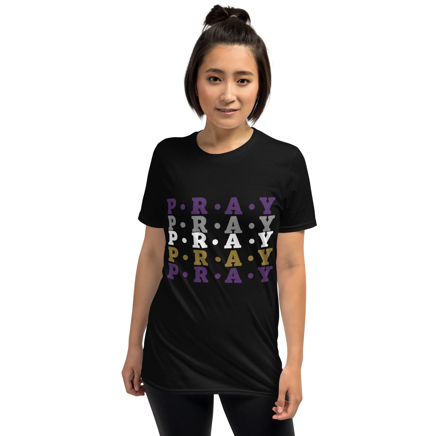 Pray Soft Style Cotton T-Shirt - Purple multi
