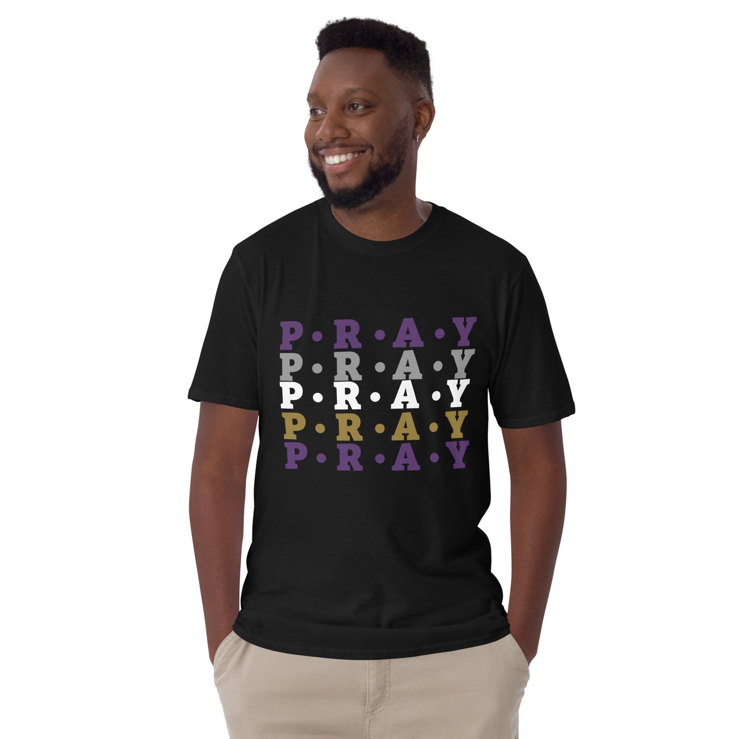 Pray Soft Style Cotton T-Shirt - Purple multi