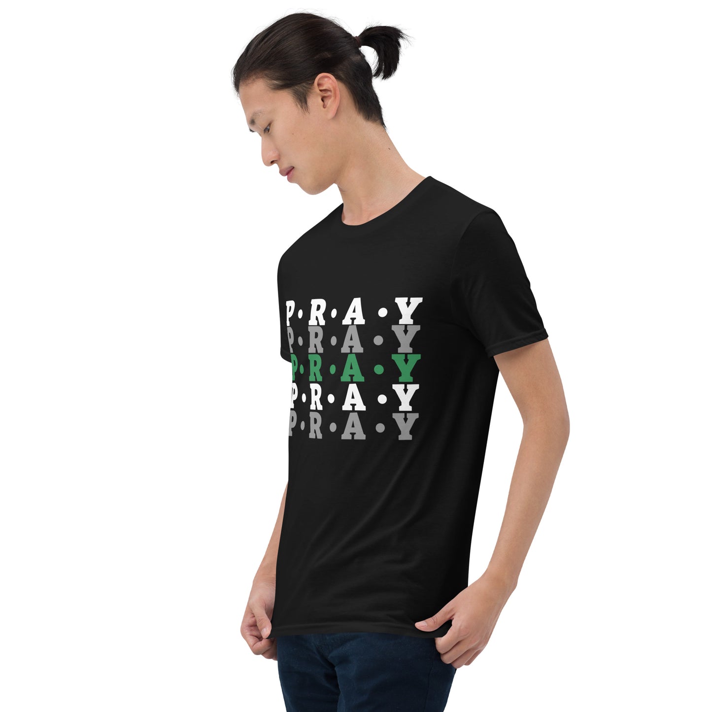 Pray - Soft Style Unisex Cotton T-Shirt (green multi)
