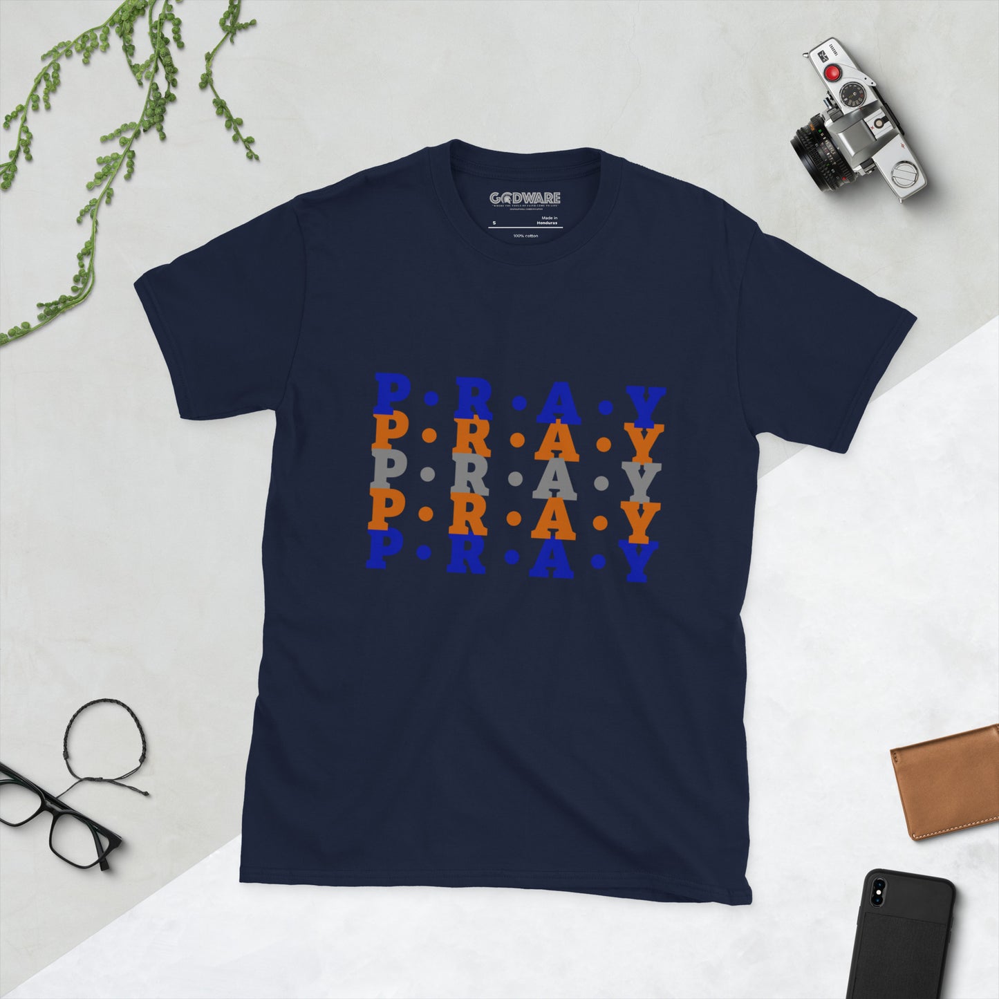 Pray - Soft Style Unisex Cotton T-Shirt (orange multi)