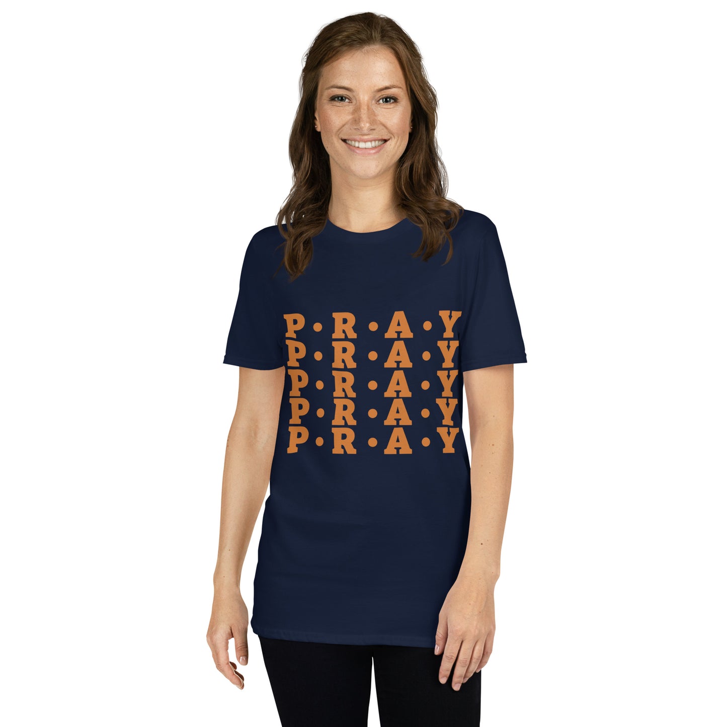 Pray - Soft Style Cotton T-Shirt (Earth orange print)