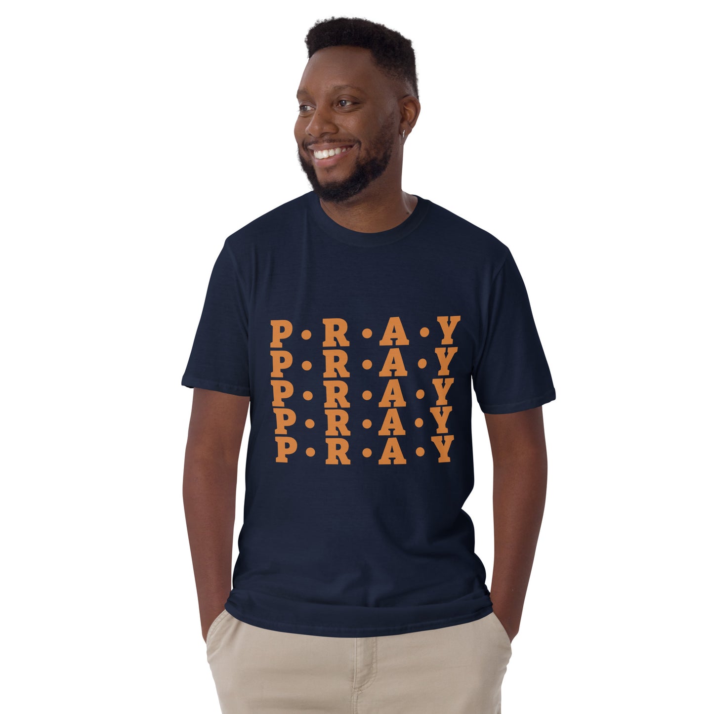 Pray - Soft Style Cotton T-Shirt (Earth orange print)
