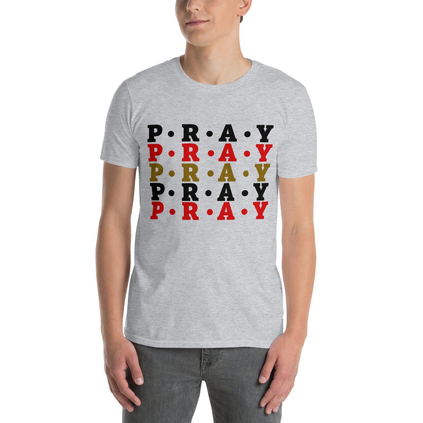 Pray - Soft Style Cotton T-Shirt (red multi)