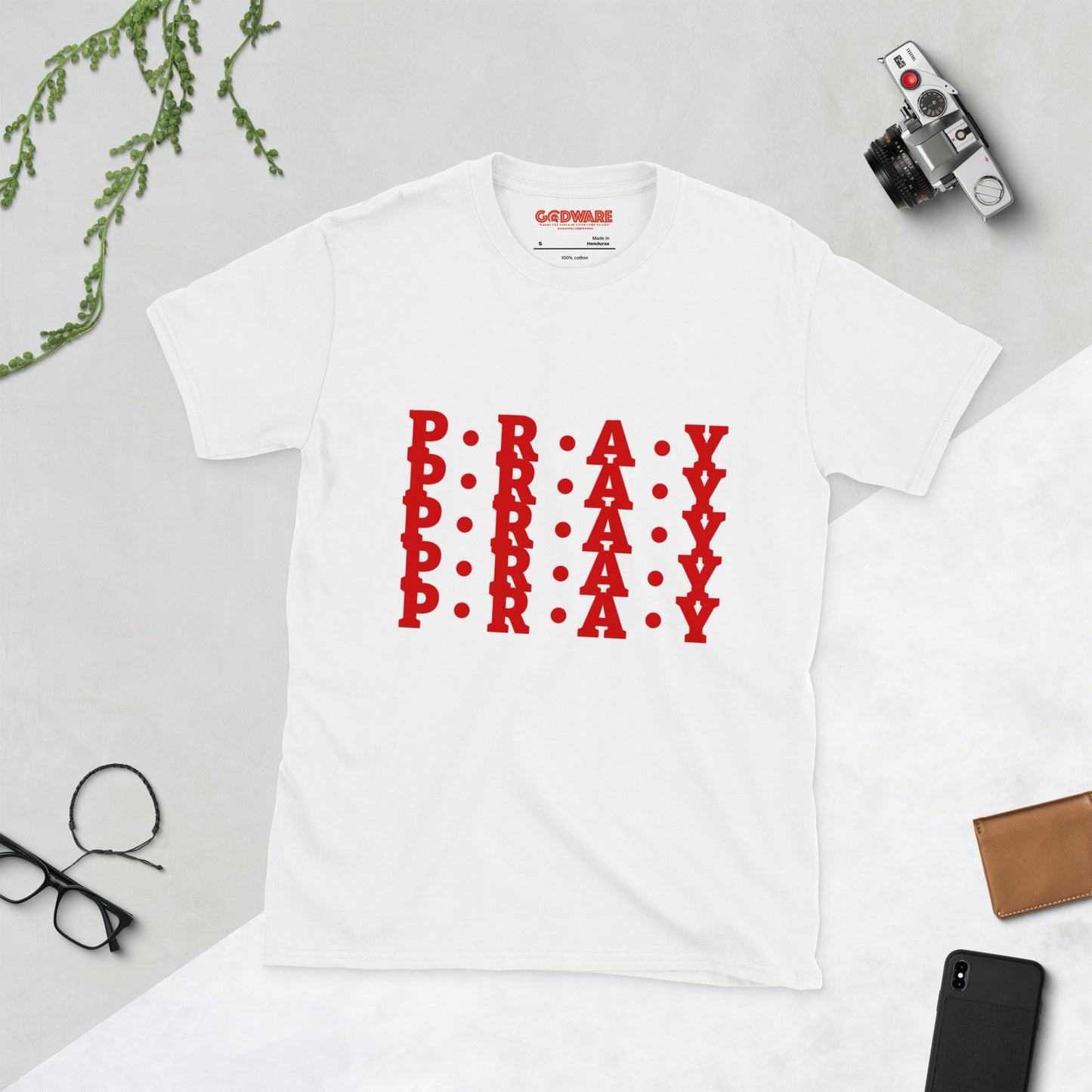 Pray - Soft Style Cotton T-Shirt (red print)