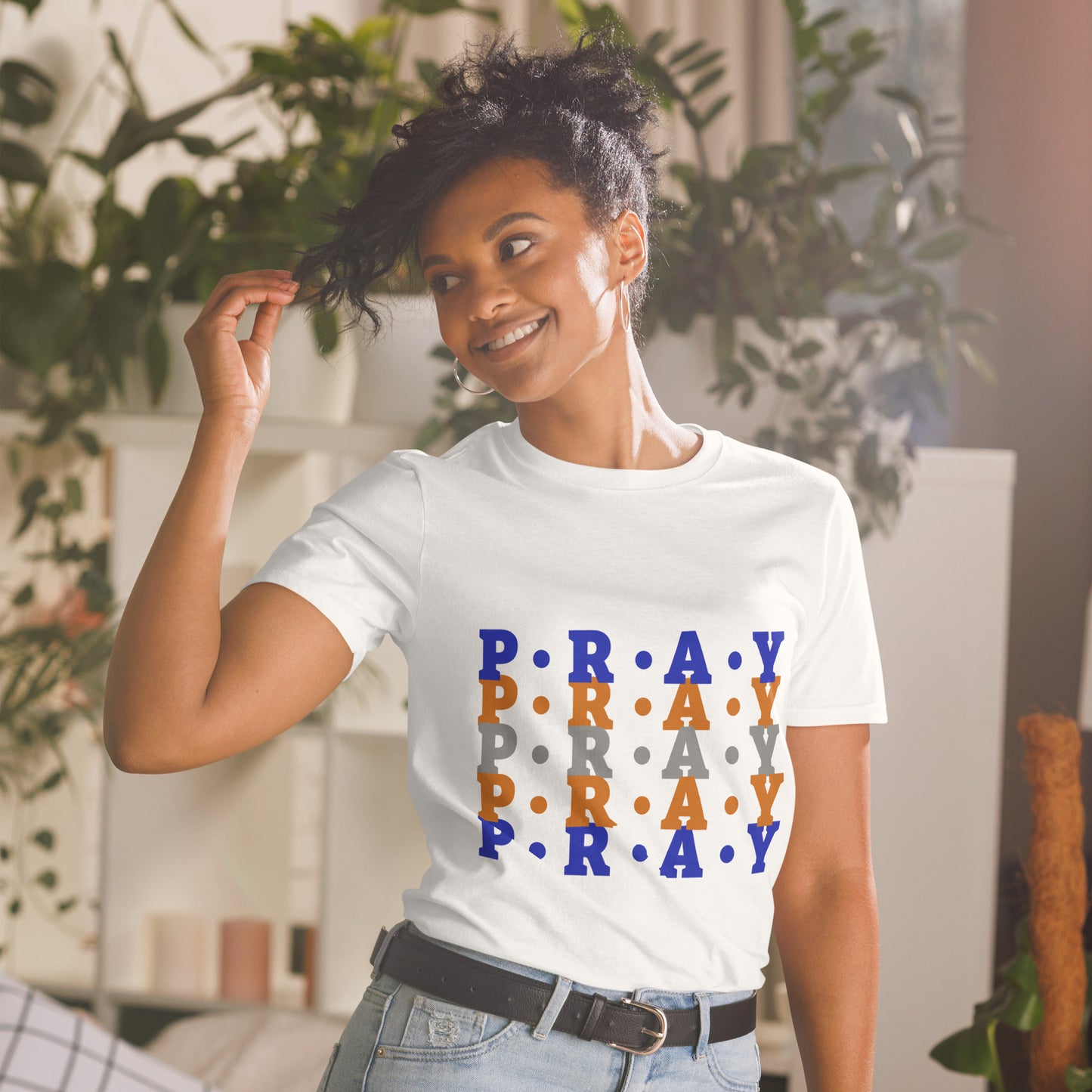 Pray - Soft Style Unisex Cotton T-Shirt (orange multi)