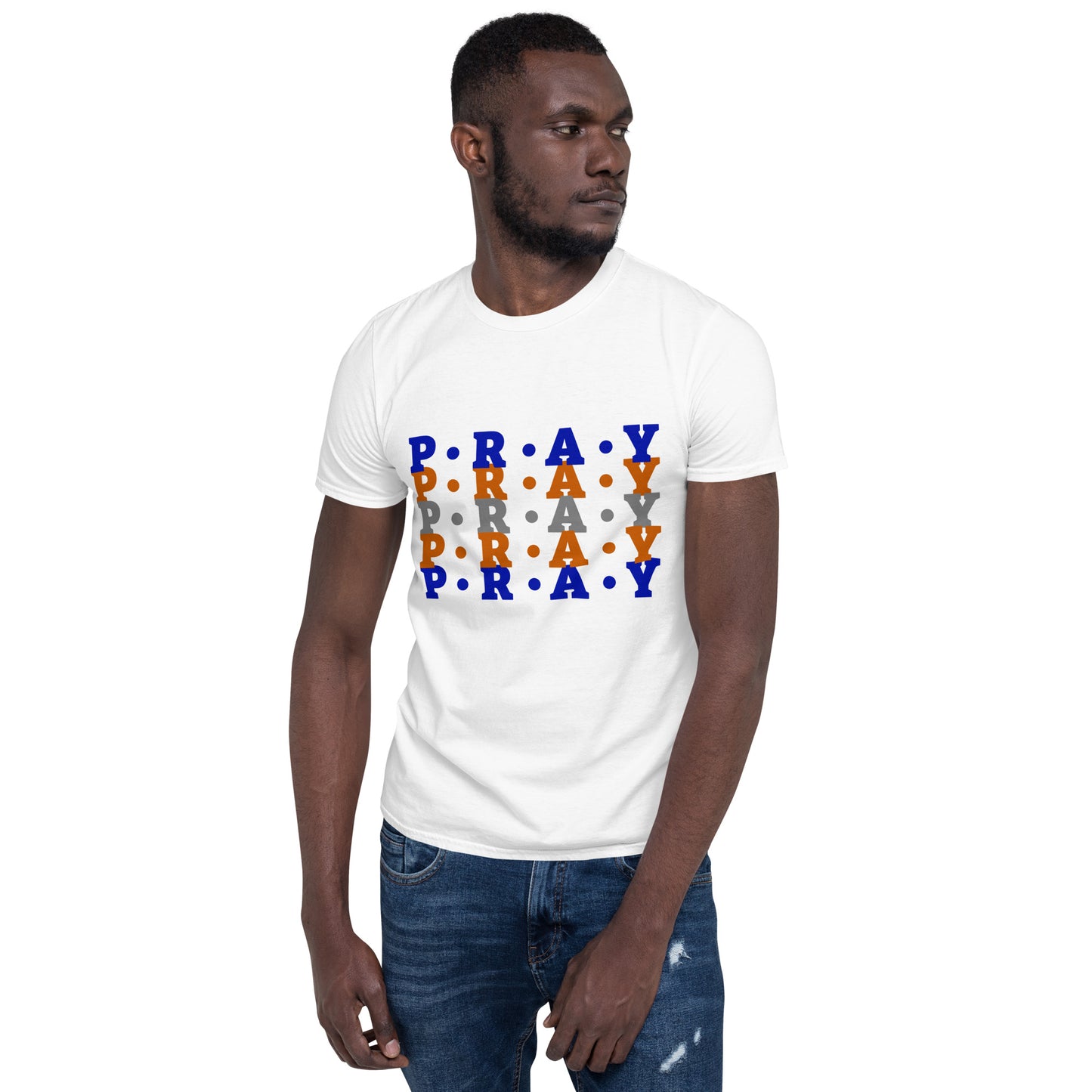 Pray - Soft Style Unisex Cotton T-Shirt (orange multi)
