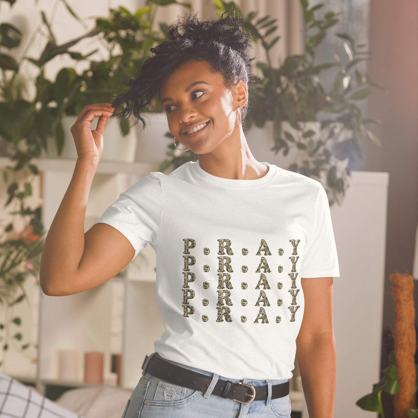 Pray T-Shirt - Christian Faith Shirt with Camo Print | Softstyle Cotton