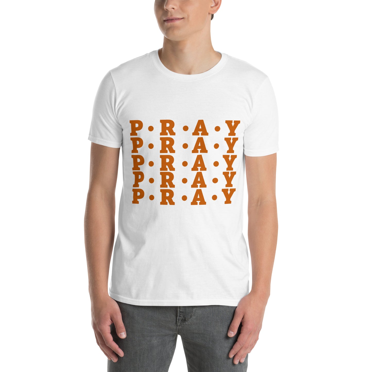 Pray - Soft Style Cotton T-Shirt (Earth orange print)