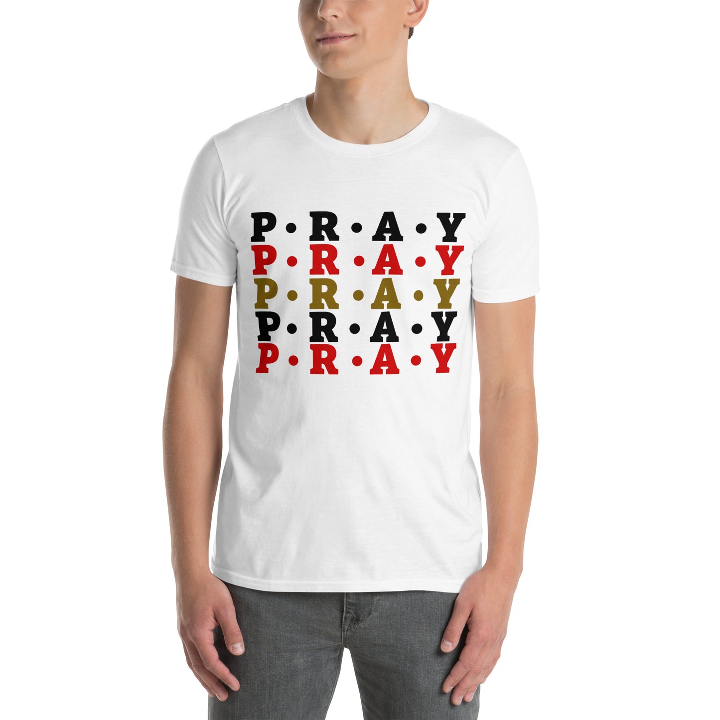 Pray - Soft Style Cotton T-Shirt (red multi)