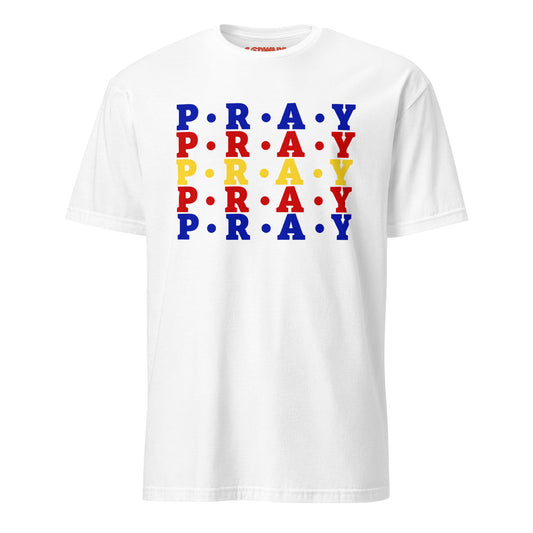Pray T-Shirt - Christian Faith Shirt with Royal Blue Multi Print | Softstyle Cotton