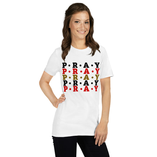 Pray - Soft Style Cotton T-Shirt (red multi)