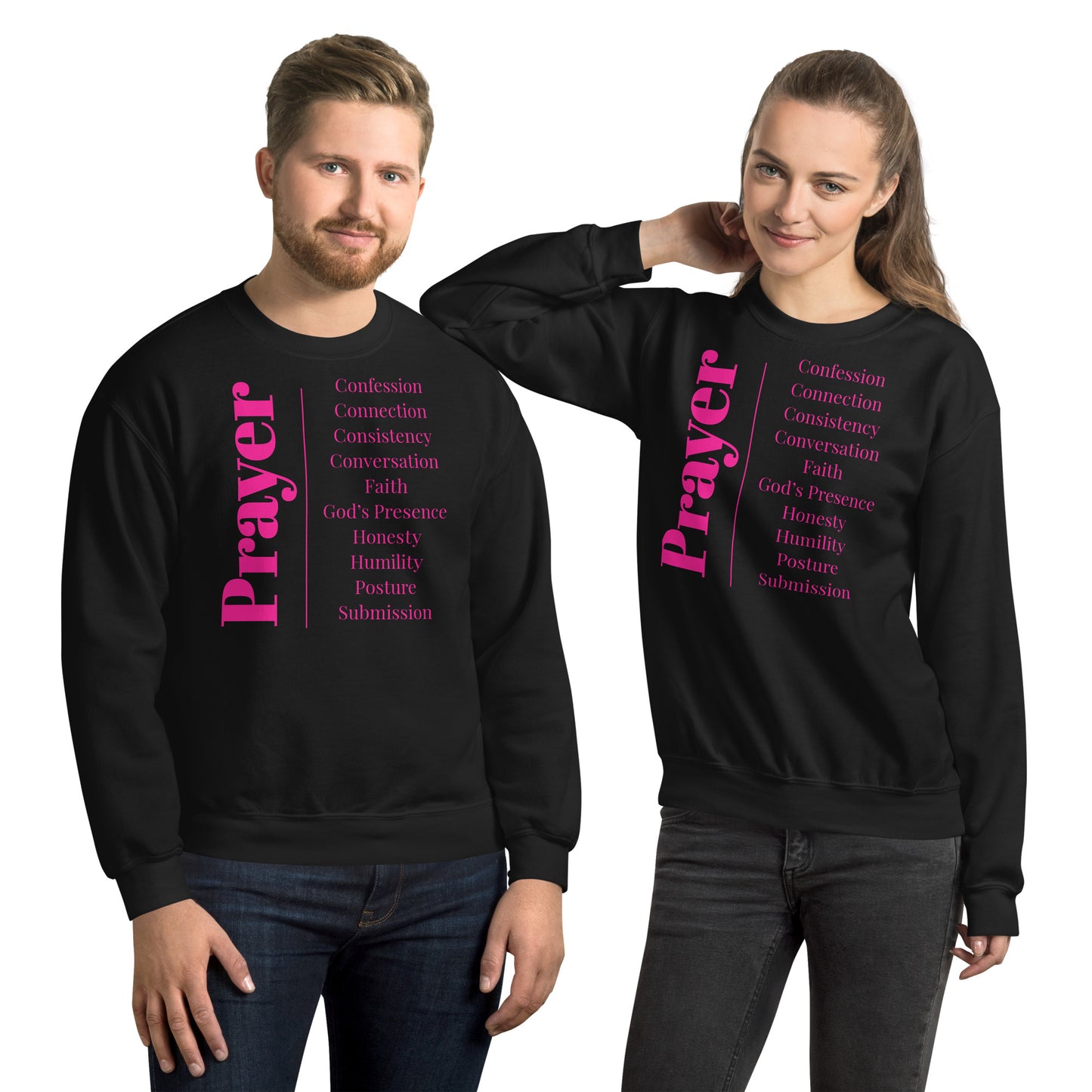 Prayer crew neck Sweatshirt - Pink Print